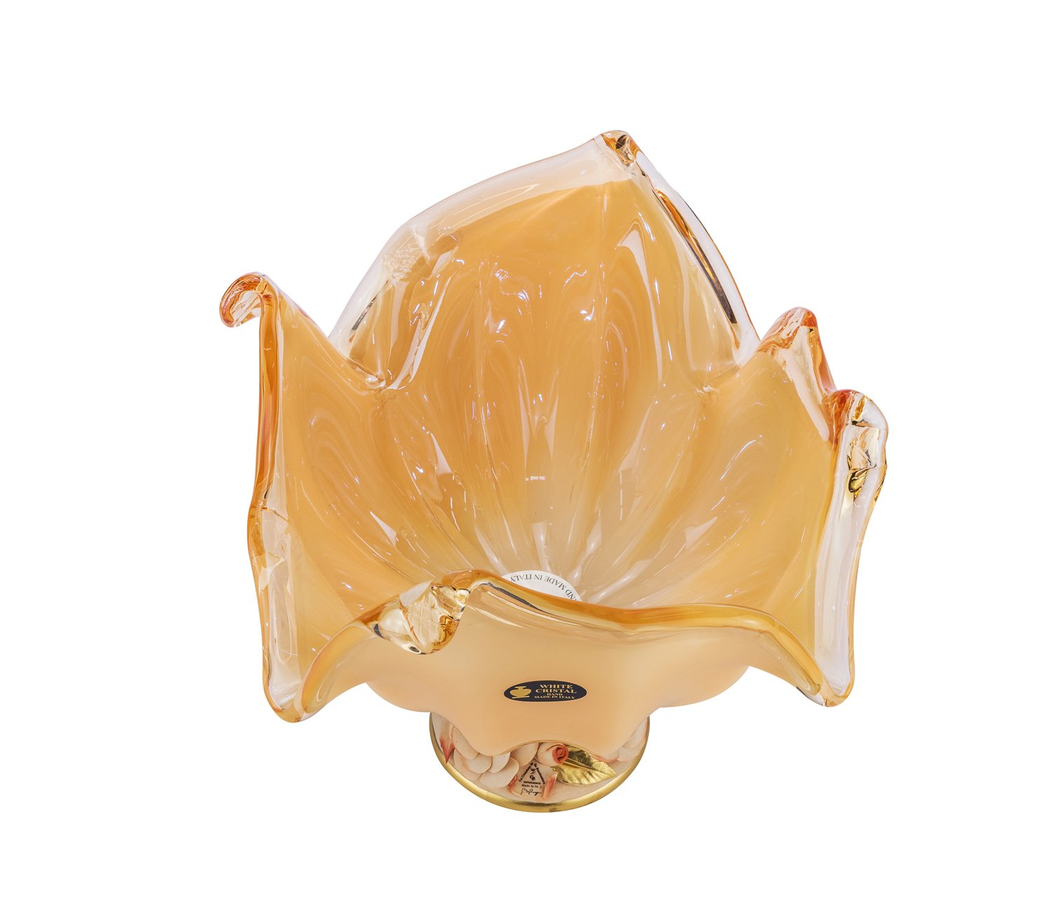 Footed Large Fruit Bowl 'Lambda' Centerpiece Fruit Bowl 12 Inch (Orange)