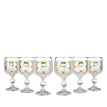 Crystalex 6pc Bohemia Colored Crystal White Wine Goblets Set, 24K Gold