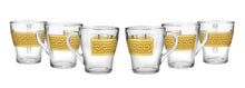 Clear Tea Glasses 6-pc Tea Set Greek Key, 6 Cups with Gold Rimmed (Antique Greek)