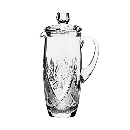 Neman Glassworks, 34-Oz Russian Crystal Pitcher, Vintage Glass Beverage Carafe
