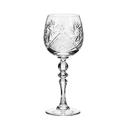 Set of 2 Vintage Design Crystal Wine Goblets Old-Fashioned Glassware 8 oz