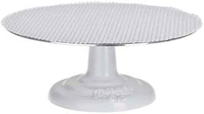 Ateco 612 Revolving White Round Cake Stand 12'' Platter for Desserts (2 PC)