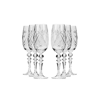 Set of 6 Neman Glassworks, 6-Oz Hand Made Vintage Russian Crystal Champagne Flute Glasses, Old-fashioned Glassware