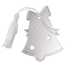 (D) Holiday Ornament, 1 Silver Christmas Tree Decoration with Cutouts 4″ (Bell)