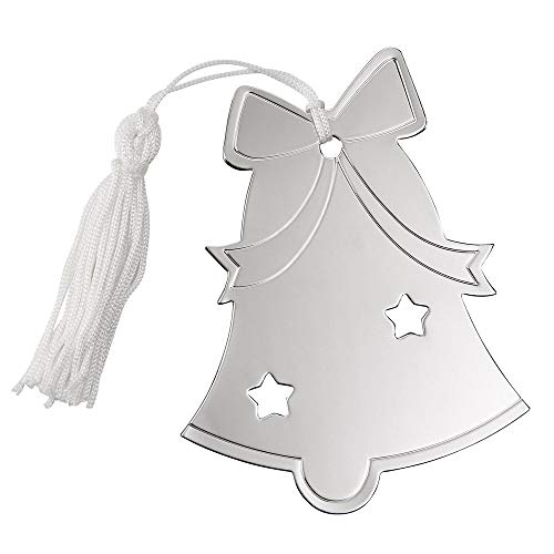 (D) Holiday Ornament, 1 Silver Christmas Tree Decoration with Cutouts 4″ (Bell)