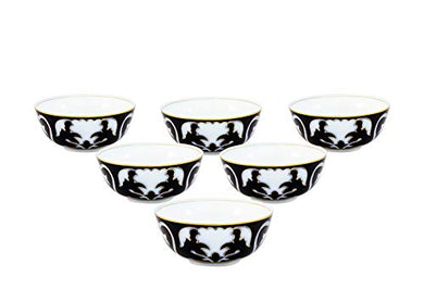 Royalty Porcelain 6-pc Cobalt Blue Floral Set of Bowls for 6, 24K Gold Rim