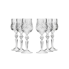 Set of 6 Neman Glassworks, 8-Oz Hand Made Vintage Russian Crystal Wine Glasses, Goblets on a Stem Old-fashioned Glassware