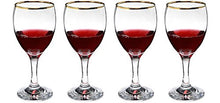 SET of 4-pc Luminarc 'omantic 10oz Crystal-Clear Burgundy Goblets with Gold Rim