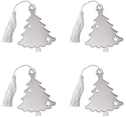 (D) Holiday Ornament, 4-pc Silver Christmas Tree Decoration with Cutouts (Tree)