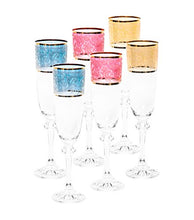 Italian Collection Crystal 7 Oz 'Julia' Multi Colored Champagne Flute Glasses