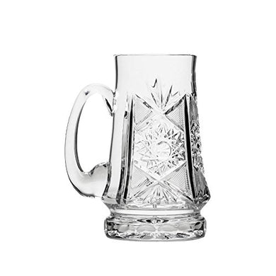 Neman Glassworks, 16-Oz Hand Made Vintage Russian Crystal Vintage Beer Mug, Old-fashioned Glassware
