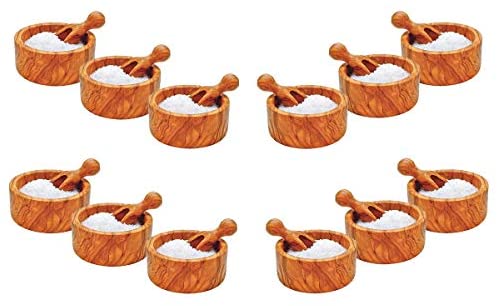 (D) Salt Cellar Wooden Bowl For Spices Laguiole Berard French Made - Vintage (12 PC)