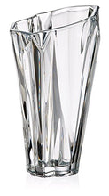 Decorative Crystal Flower Vase "Angles" 12-in, Clear Elegant Centerpiece Bud