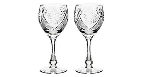 Set of 2 Vintage Crystal Classic Wine Goblets on a Stem 10 oz