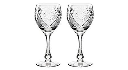 Set of 2 Vintage Crystal Classic Wine Goblets on a Stem 10 oz