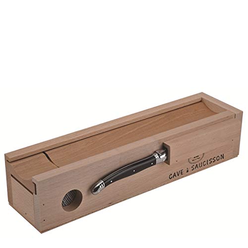 (D) Laguiole French Hand Made Salami (Saucisson) Cave with Knife, Vintage