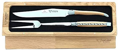 (D) Laguiole Carving Set with Fork (Acacia Wood Handle)