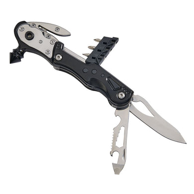 (D) Black Mini Glass Breaker with Multi Tools Camping, 6