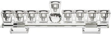 (D) Judaica Crystal Menorah Flat with Stand for Candles and Oil 14.5x3.9''
