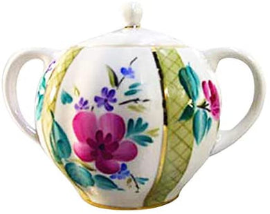 (D) Royalty Porcelain Lomonosov 'Green House' Sugar Bowl 4 Inch