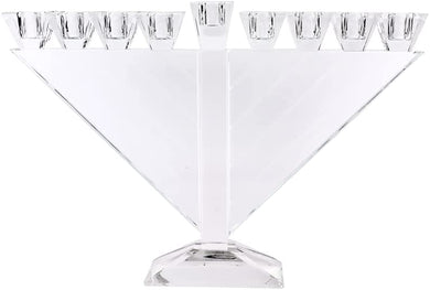 (D) Judaica Triangular Crystal Menorah 9 Branches 14.5