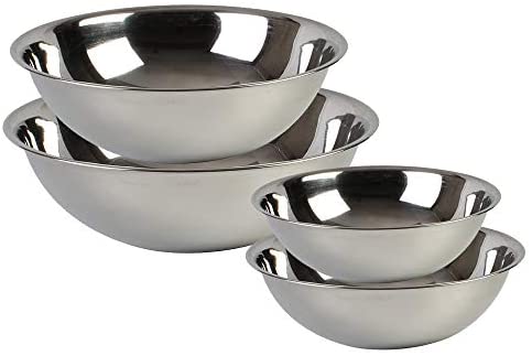 Stainless Steel Large Mixing Bowl for Cooking 13-16-20-30 Q 4 Pc, Bakeware