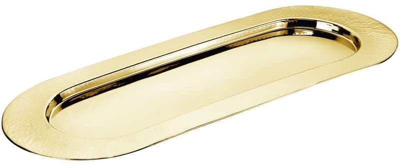 (D) Judaica Dip Serving Tray Oval for Parties Appetizer (Large, Gold)