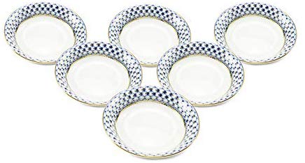 Royalty Porcelain 6-pc Royal Set 'Villa Azure' of Bowls Blue and 24K Gold