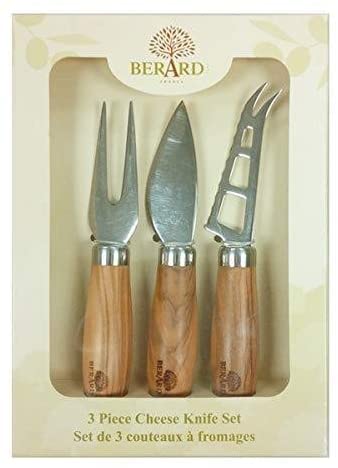 (D) Berard French Olive Wood 3 pc Cheese Set, Vintage Cooking Utensils (2 PACK)