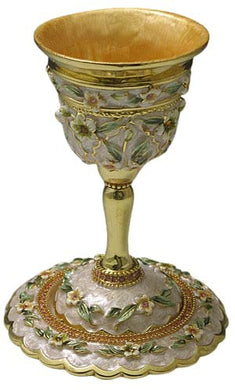 (D) Judaica Jewelled Cup with Floral Design Wine Cup For Shabbat and Havdalah