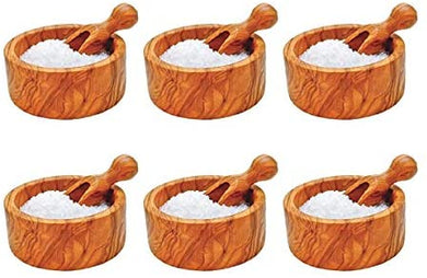(D) Salt Cellar Wooden Bowl For Spices Laguiole Berard French Made - Vintage (6 PC)