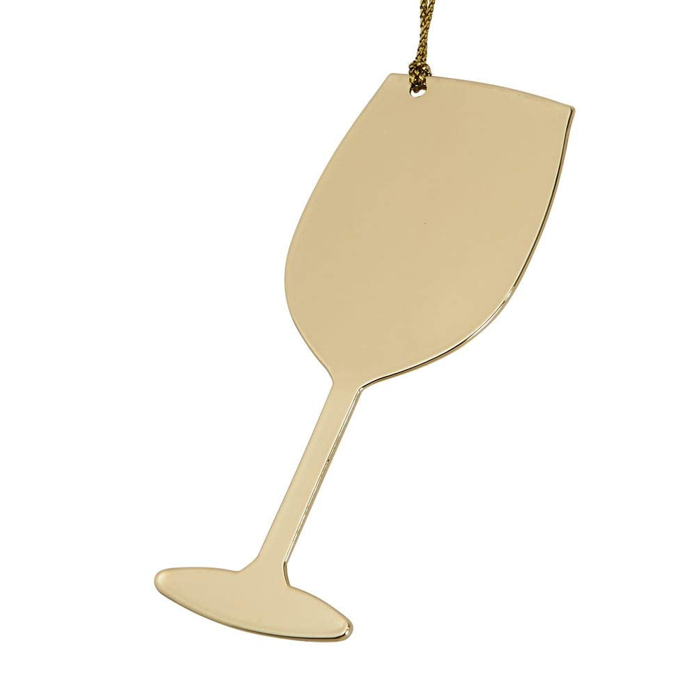 (D) Handmade Wine Glass Ornament, Christmas Tree Decoration 3.37 Inch (Gold)