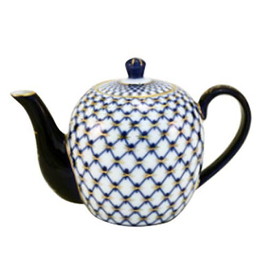 Royalty Porcelain Cobalt Blue Teapot 'Villa Azure' 9 inch Bone China Porcelain