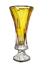 Decorative Crystal Flower Yellow Vase "Oklahoma" 13-in, Elegant Centerpiece Bud