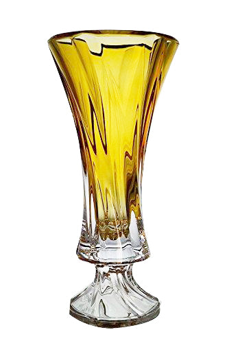 Decorative Crystal Flower Yellow Vase 