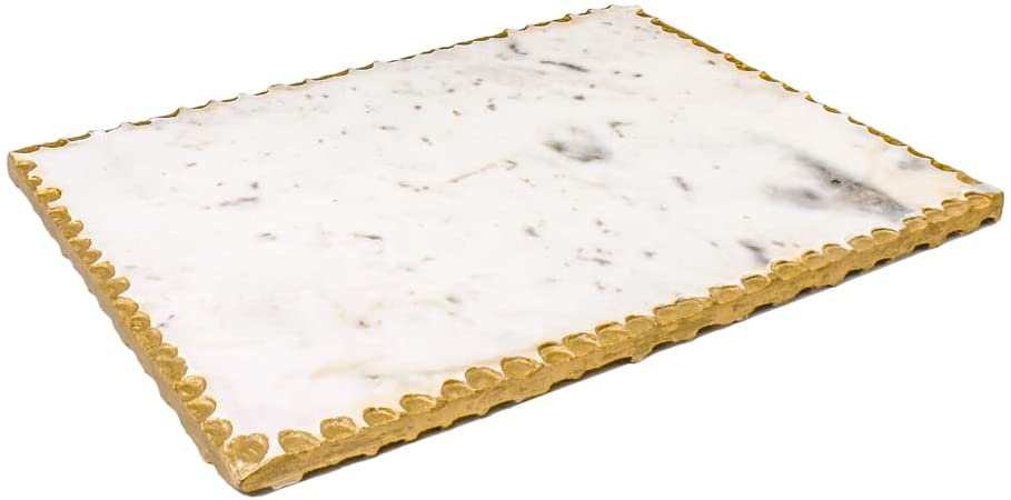 (D) Judaica Marble Challah Board Shabbat Bread Boards