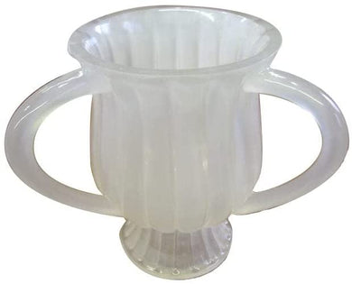 (D) Judaica Polyresin Wash Cup with 2 Handles 'Tulip' (White)