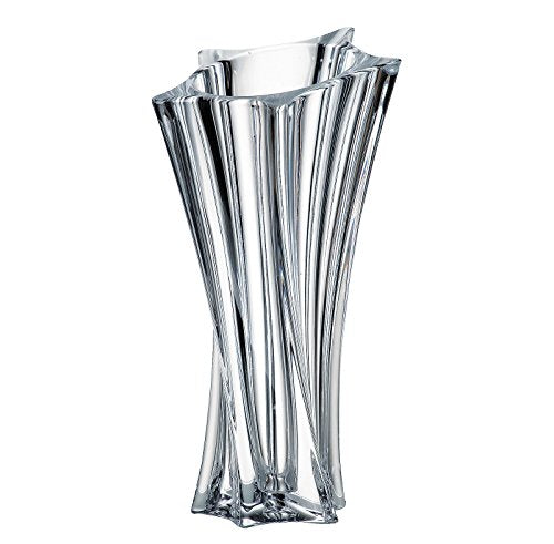 Decorative Crystal Flower Vase "Yoko" 11-in, Clear Elegant Centerpiece Bud