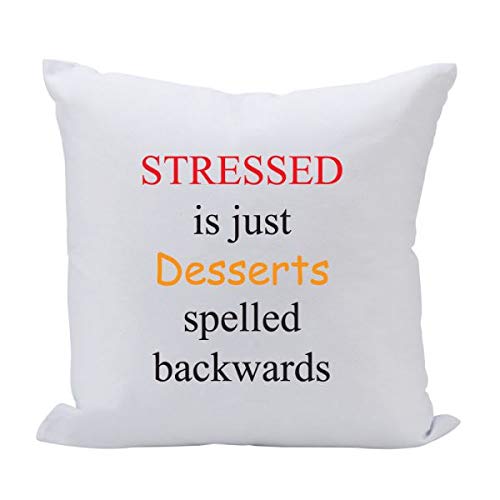 (D) Sofa Throw Pillow, White with Motivational Print 16 Inches, Gift for Friend