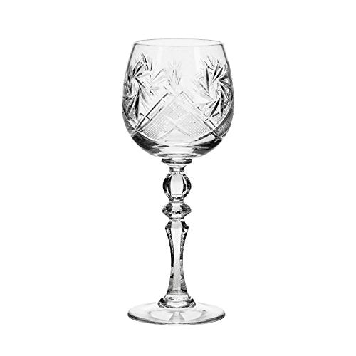 Set of 6 Vintage Design Crystal Wine Goblets Old-Fashioned Glassware 8 oz