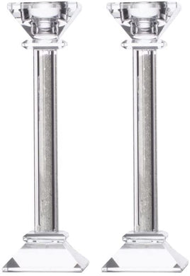 (D) Judaica Crystal Candlesticks with Crushed Gemstones Silver (22 cm)