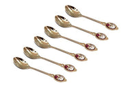 Royal Flatware 6pc Gold-Plated 24K Demi Spoons Dessert Antique Flatware Set