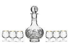 Set of 7 12-Oz Hand Made Vintage Crystal Liquor Decanter Set with 6 Shot Glasses