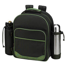 (D) Two Person Coffee Backpack Bag, Fully Equipped Picnic Set with Flask (Green)