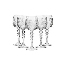 Set of 6 Neman Glassworks 8 Oz Wine Goblet Glasses, Hand Made Vintage Russian Crystal