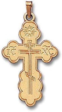 (D) Religious Gifts,14KT Gold Three Barred Cross, Pendant Jewelry