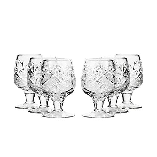 Set of 6 Neman Glassworks, 0.5-Oz Hand Made Vintage Russian Crystal Liquor Shot Glasses, Vodka Shots on a Stem, Old-fashioned Glassware