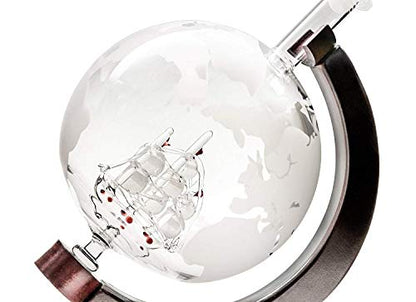 Ship Liquor Decanter 50oz Set with Wooden Stand 2 Diamond Glasses and Bar Funnel