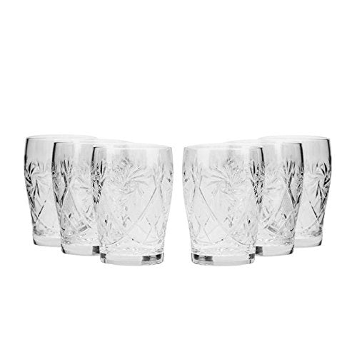 Set of 6 Beverage Glasses, 5oz Handmade Vintage Crystal Beverage Glasses