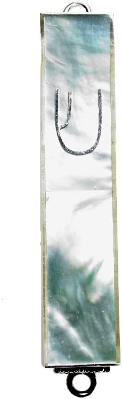(D) Judaica Sterling Silver Mezuzah Case 3 Inch (Green Mother of Pearl)
